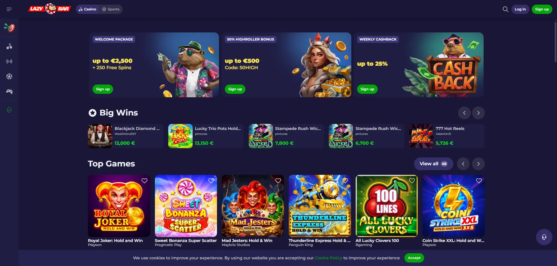 Panoramica della piattaforma Lazybar Casino casin&ograve; online Italia 2026